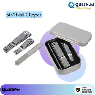 QUEEN Nail Clipper - Gunting Kuku Stainless Set 3in1 Trimmer Manicure