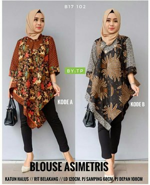  Tunik Batik Dress Batik Asimetris Blouse Hijab Muslim