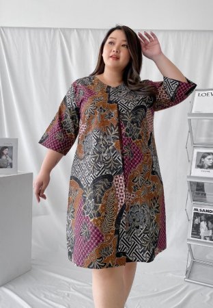 Xtramiles Plus Size Batik Dress Zelia Ethnic Mix Colour