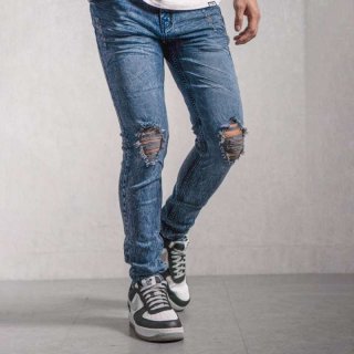 Papago - Celana Jeans Pria Skinny Slimfit Jeans - Ripped Dark Blue