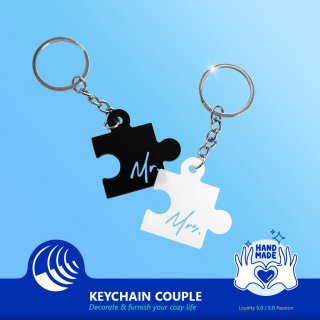 23. MAHUM Keychain Couple Puzzle Akrilik, Simpel Namun Unik