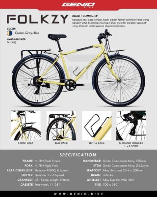 Sepeda Genio Road Bike Folkzy Alloy Neo Classic Urban Size M 48 SNI