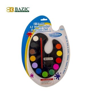 Bazic Watercolour Paint Cake 12 Colours w/ Palette