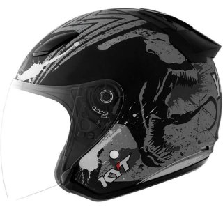 HELM KYT DJ MARU VENOM - BLACK DOFT/SILVER