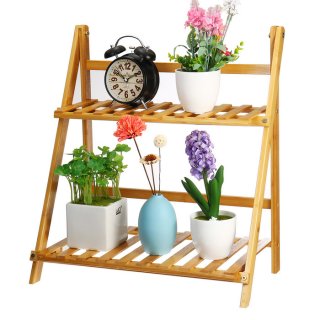 Bamboo Shelf Flower Pot Plant Stand Rack