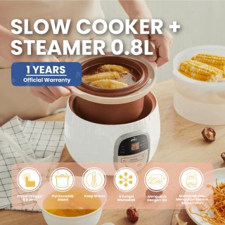 EMILY Slow Cooker + Steamer 0.8L Clay Pot