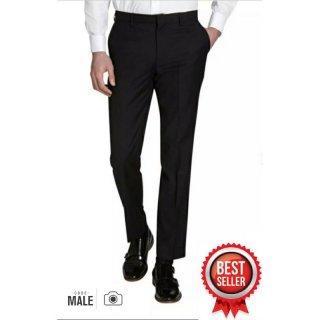 Code Male Celana Bahan Premium Hitam Formal Straight Cut Slim Fit