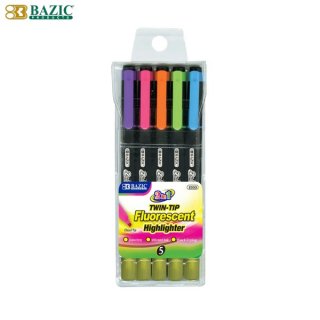7. Bazic Double Highlighter Fluorescent Color 5/Set, Bikin Pekerjaan Lebih Ter-Highlight