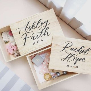 Lettering Keepsake Box Kayu Kado Unik Kenangan Bayi