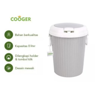 Tempat sampah COOGER small dustbin with lid - Grey 8L originall