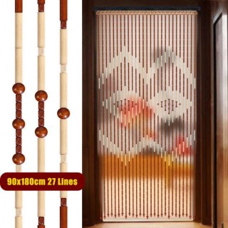 Tirai Pintu Bambu Kayu Beads