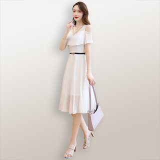 Midi Dress Lengan Pendek Sifon Wanita Model terbaru - Jfashion Envy