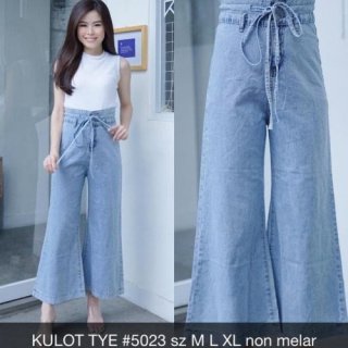 Celana Jeans Wanita Kulot Tye 5023 Import Pinggang Karet Cutbray Korea
