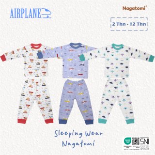 NAGATOMI - Setelan Baju Tidur Lengan Panjang / Sleeping Wear Anak Airplane