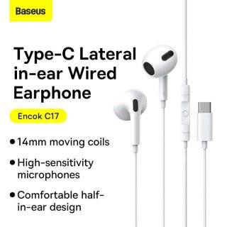 BASEUS HEADSET HANDSFREE ENCOK TYPE-C WIRED EARPHONE C17 MIC