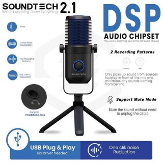 SOUNDTECH 2.1 USB Microphone Condenser for PC Laptop Streaming Gaming