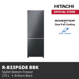 Hitachi Kulkas R-B33PGD8 BBK Bottom Freezer