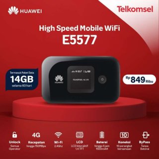 Huawei E5577 Mifi Modem Wifi Router 4G Telkomsel Unlock Free 14Gb
