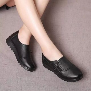 Loafer Zipper Sepatu Pantofel Wanita