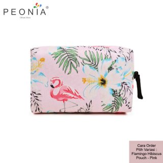 Peonia Make up Kosmetik Wanita Skincare Sabun POUCH FLAMINGO HIBISCUS