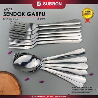 25. SUBRON 6pcs/pack Sendok Garpu Makan Stainless