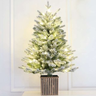 Pohon Natal Hias Meja Classic Full Snow Lampu Warm White 45cm
