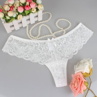 6. Celana Dalam G-String Low Waist Sexy Bahan Lace Motif Bunga Transparan Breathable untuk Wanita
