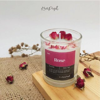 Kaori Lilin Aromaterapi Soy Wax Scented Candle with Dried Flower