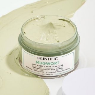 5. SKINTIFIC - Mugwort Mask Anti Pores & Acne Clay Mask, Kulit Lebih Cerah