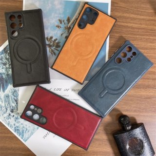 Mag- Casing Soft Case Bahan Kulit Untuk Handphone Galaxy S22 Ultra S21