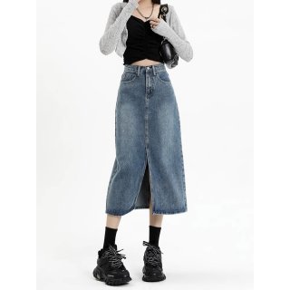 Coco Trend Soul Rok -- Biru Retro Highwaist Terbaru Kekinian Rok Jeans