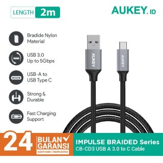 AUKEY CB-CD3 Cable 2M Braided Type C USB 3.0