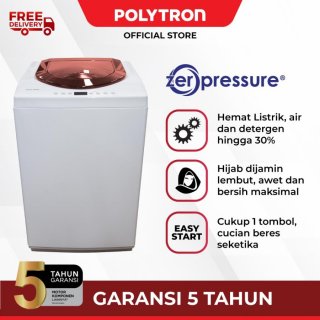 POLYTRON Mesin Cuci 1 Tabung Zeromatic Hijab 7.5 KG PAW 75517 - Merah