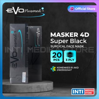 EVO Plusmed - Masker 4D Duckbill 3ply SUPER BLACK