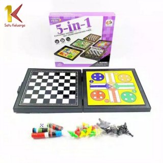 Permainan Papan Catur Magnet M59 Magnetic Board Games 5in1