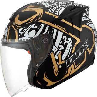 INK Dynamic #3 Matt Black/Gold Helm Half Face 