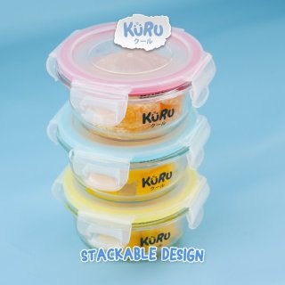 Kuru Baby Glass Food Container | Wadah Kaca Tempat Makan MPASI GC2001