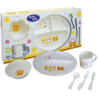 16. Baby Safe FS602 Feeding Set 6 pcs Yellow, Praktis untuk Makan 