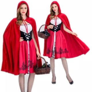 Costum Dress Cosplay Halloween Little Red Riding Hood untuk Wanita