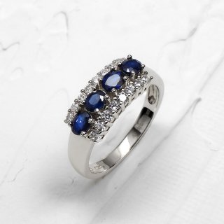 Finesse Ring - Cincin Gemstone Natural Sapphire Perak 925 Rhodium Plated by AR Signature