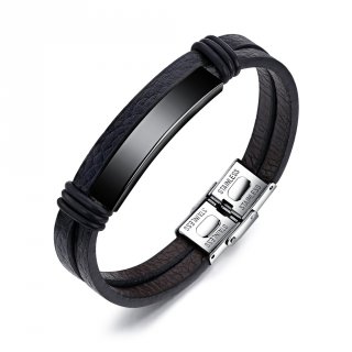 OLEVS Gelang Silicone Leather Bracelet Pria PH1195