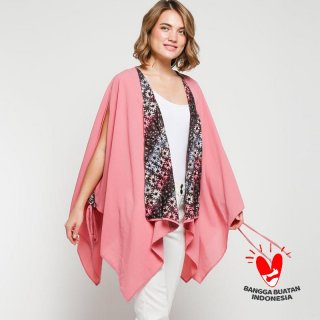 Tunik Batik Bohemian Crepe Kardigan Big Size Batwing Kelelawar Pink Gesyal
