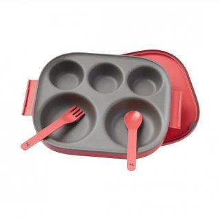 Pot De Miel Korea Food Tray Spoon Fork for Kids Baby - Red