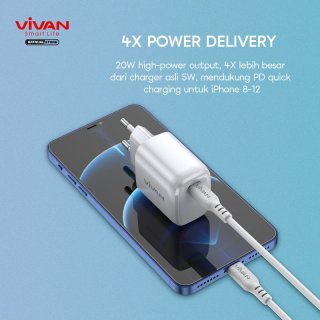Charger VIVAN Power 20 20W 3A Quick Charging Fast Charging QC 4.0 + Type C Port Smart Protection