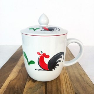 22. Mug + Tutup Keramik Motif Ayam Kopin