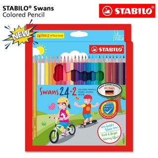 15. STABILO Swans Colored Pencils 24+2 pcs, Menghasilkan Warna Lebih Cerah