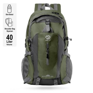 Tas Carrier Borneo 40L Tas Gunung Hiking Camping Backpack Outdoor - Army 