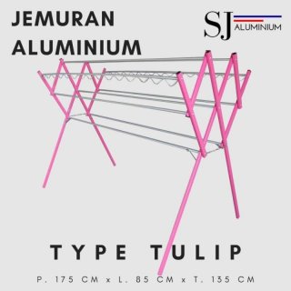 Tulip - Jemuran Baju / Pakaian Aluminium Pink - 175 Cm / 1,75 M