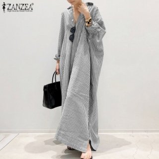 Zanzea Maxi Striped Shirt Dress