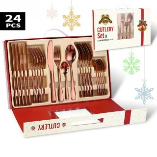 9. Luxury Hampers Christmas Gift Box Set Package 24pcs Cutlery, Koleksi Lengkap untuk Momen Istimewa